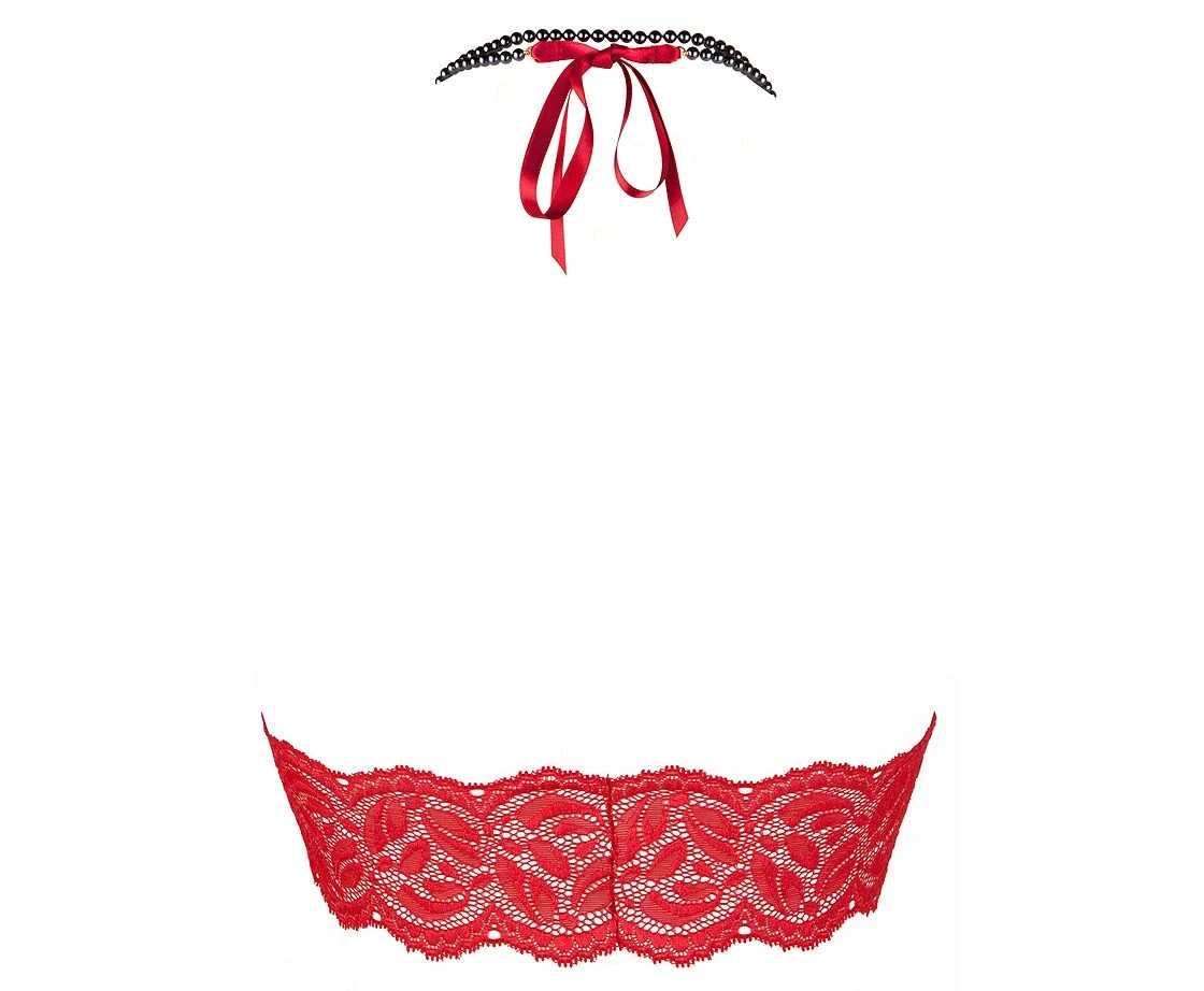 Soutien-gorge En Dentelle Avec Collier De Perles - Bego's Rouge 2 Soutien-gorge En Dentelle Avec Collier De Perles - Bego's Rouge – Image 2