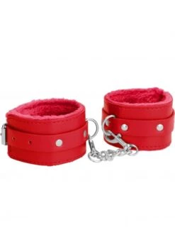 Alternative view of Menottes En Cuir Et Fourrure - Rouges