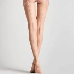 Maison Close Bas Couture Coupé-roulé 20 Deniers - Chair/Rose