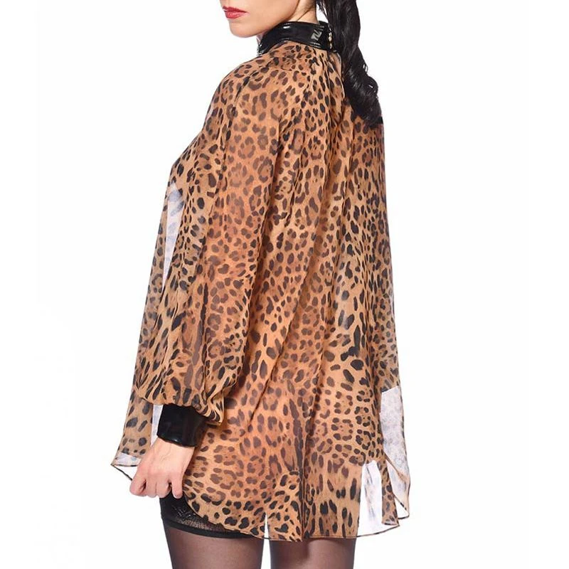 Blouse En Résille Et Vinyle - Léopard 4 Blouse En Résille Et Vinyle - Léopard – Image 4