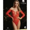 Body Ouvert En Dentelle Avec Strass - Wonder Rouge