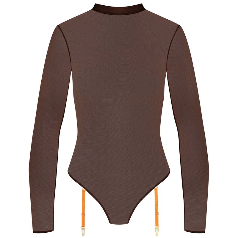 Maison Close Body Manches Longues - Corps à Corps - Chocolat/Orange 2 Maison Close Body Manches Longues - Corps à Corps - Chocolat/Orange – Image 2