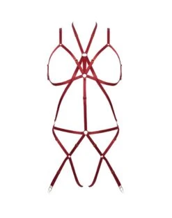 Playsuit Bondage En Lanières Satinées - Rouge