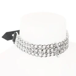 Collier Choker En Chaînes Et Cuir -Maison Close Magasin choker bdsm chaine et cuir