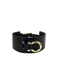 Choker Omega En Cuir - Noir Et Or