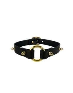Choker Stud En Cuir - Noir Et Or