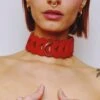 Choker En Cuir Tressé - Rouge