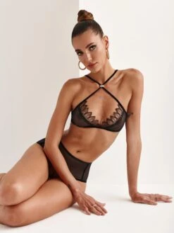 Culotte Haute En Dentelle De Calais Avec Perles - Kyoto -Maison Close Magasin culotte haute kyoto 2