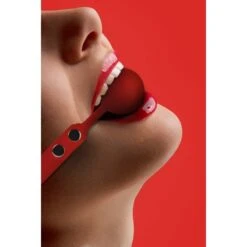 Gag-ball En Cuir Et Silicone - ø 4,2cm - Rouge