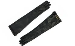 Gants Longs En Cuir Italien Et Bijoux Plaqués Or - Midnight