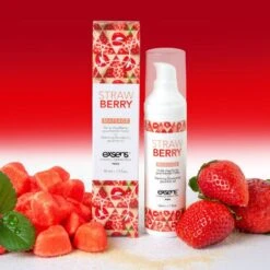 Huile De Massage Chauffante Et Comestible - Fraise -Maison Close Magasin huile chauffante fraise 1