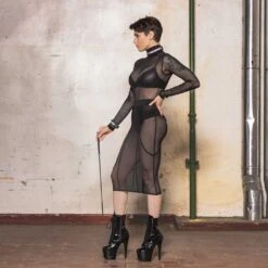 Jupe Crayon En Résille Ouvrable Sur Le Dos - Atmosphère