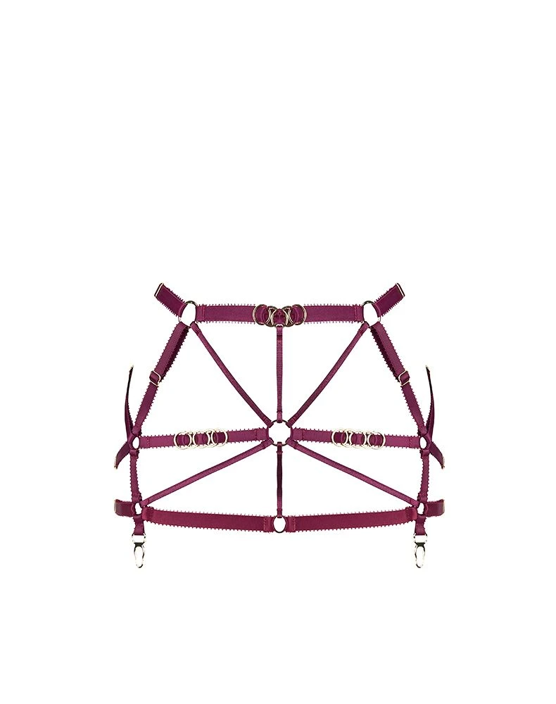 Jupe Harnais En Lanières Et Attaches Or - Strap Skirt Bordeaux 1 Jupe Harnais En Lanières Et Attaches Or - Strap Skirt Bordeaux