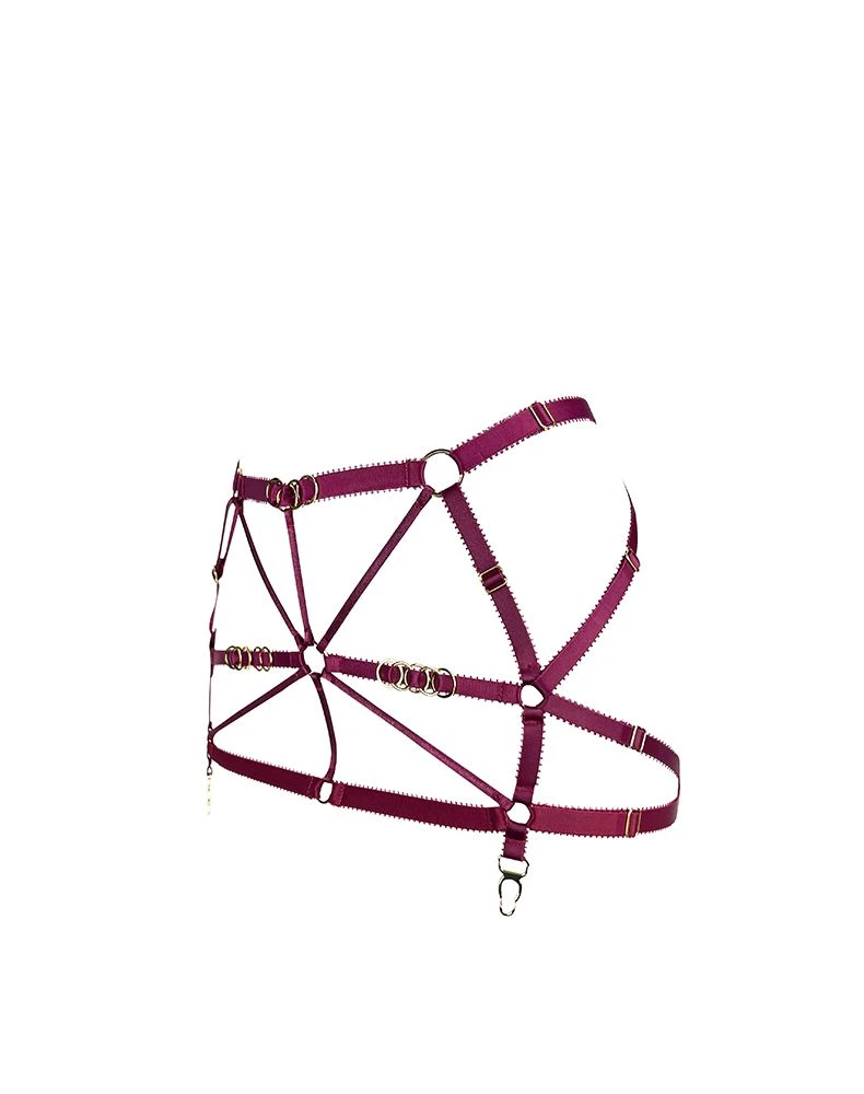 Jupe Harnais En Lanières Et Attaches Or - Strap Skirt Bordeaux 2 Jupe Harnais En Lanières Et Attaches Or - Strap Skirt Bordeaux – Image 2
