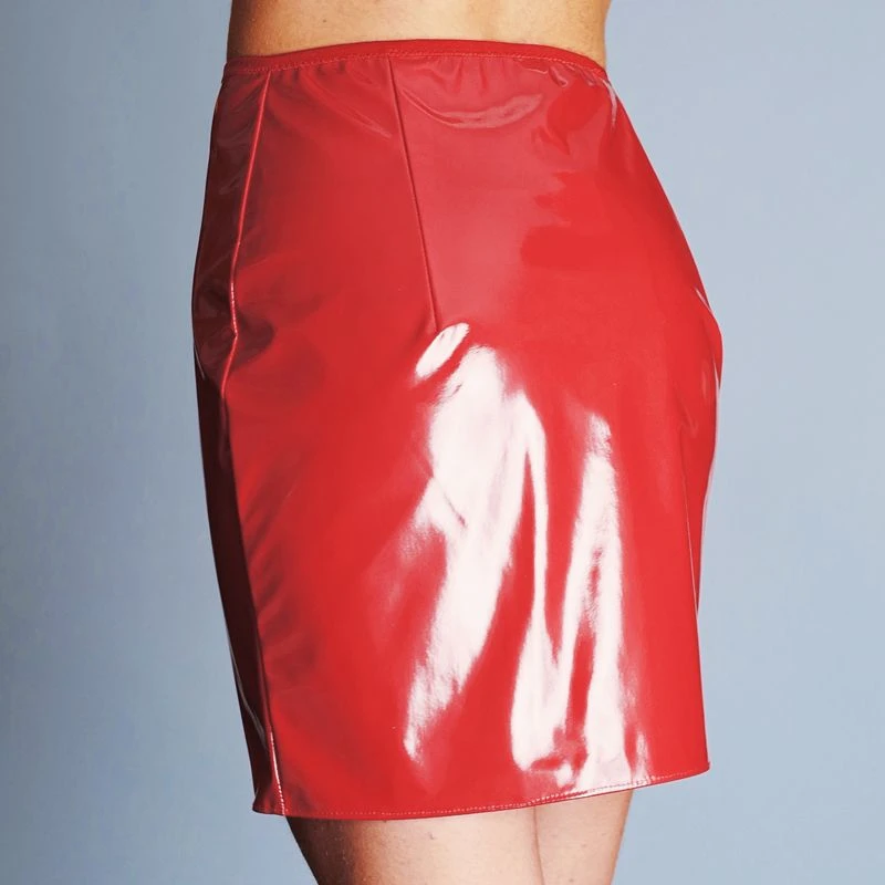 Jupe Courte Ouvrable En Vinyle - Rouge 1 Jupe Courte Ouvrable En Vinyle - Rouge