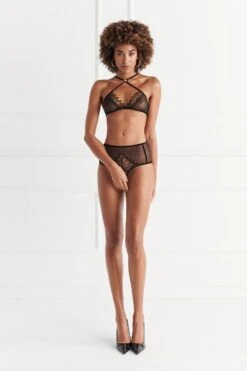 Culotte Haute En Dentelle De Calais Avec Perles - Kyoto -Maison Close Magasin kyoto high waist brief bra 1