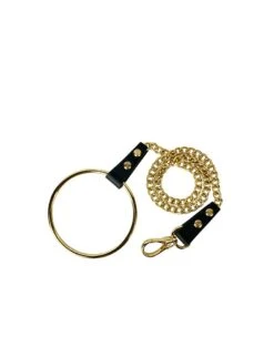 Laisse O-Ring En Cuir Et Attache Plaquée Or