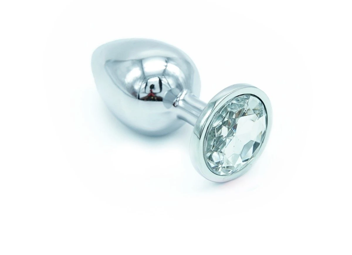 Plug Anal En Aluminium Avec Cristal Blanc - Taille L 1 Plug Anal En Aluminium Avec Cristal Blanc - Taille L