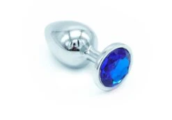 Plug Anal En Aluminium Avec Cristal Bleu - Taille S