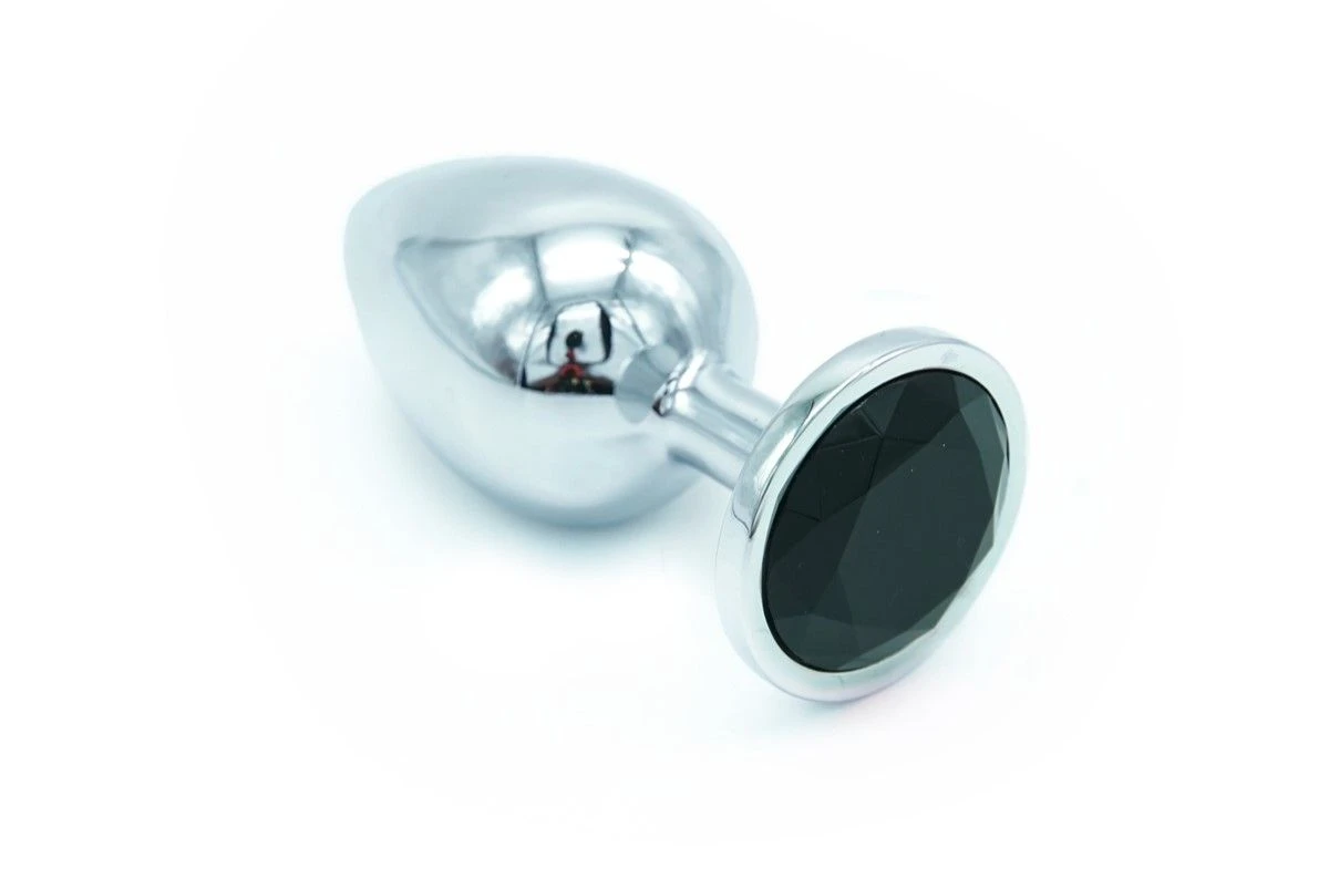 Plug Anal En Aluminium Avec Cristal Noir - Taille M 1 Plug Anal En Aluminium Avec Cristal Noir - Taille M
