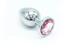 Plug Anal En Aluminium Avec Cristal Rose - Taille M