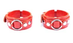 Menottes En Cuir Effet Croco - Rouge