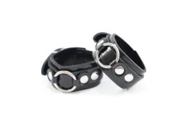 Menottes En Cuir Effet Croco - Noir