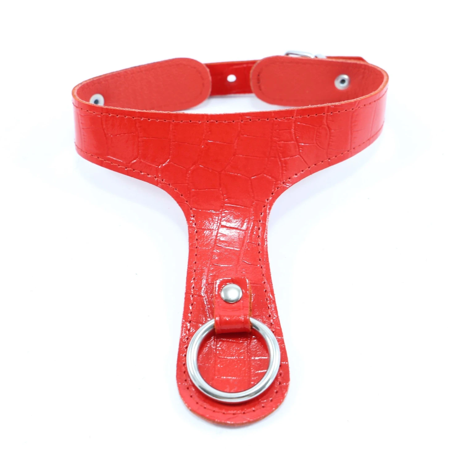 Collier Histoire D'O En Cuir Effet Croco - Rouge 1 Collier Histoire D'O En Cuir Effet Croco - Rouge