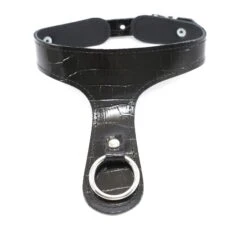 Collier Histoire D'O En Cuir Effet Croco - Noir