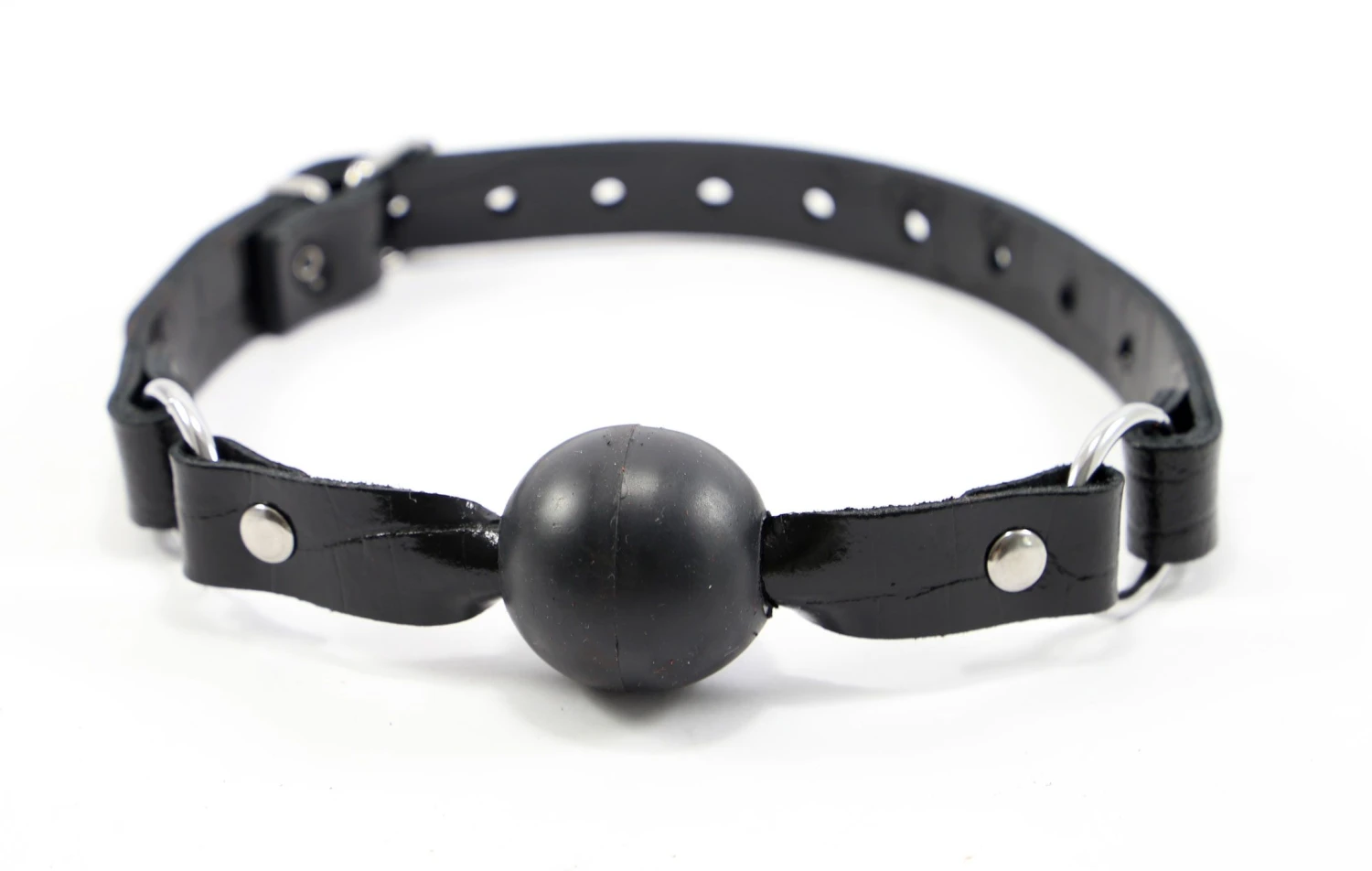 Gag-ball En Cuir Effet Croco Et Latex - Noir 1 Gag-ball En Cuir Effet Croco Et Latex - Noir