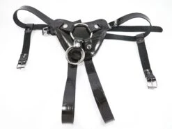 Harnais Pour Gode-ceinture Avec Plastron Amovible - Cuir Croco Noir