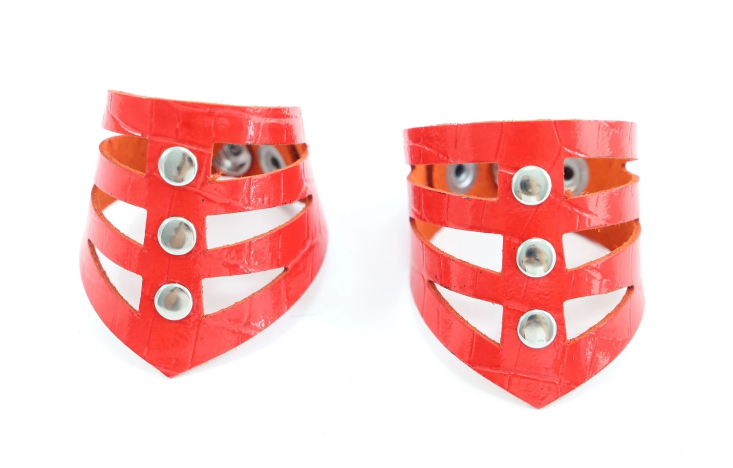 Bracelets Découpés En Cuir Effet Croco - Rouge 1 Bracelets Découpés En Cuir Effet Croco - Rouge