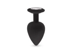 Alternative view of Plug Anal En Silicone Avec Butée Cristal - Taille L - Noir