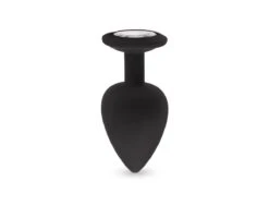 Plug Anal En Silicone Avec Butée Cristal - Taille M - Noir
