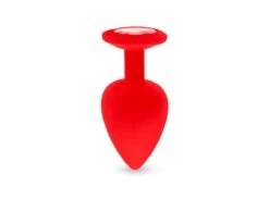 Plug Anal En Silicone Avec Butée Cristal - Taille L - Rouge