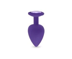 Plug Anal En Silicone Avec Butée Cristal - Taille M - Violet