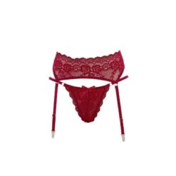 Porte-jarretelles En Dentelle Rouge Avec Son String