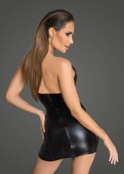 Noir Handmade Robe Bustier En Wetlook Et éco-cuir