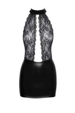 Noir Handmade Robe Courte En Wetlook Avec Décolleté Drapé En Dentelle 6 Noir Handmade Robe Courte En Wetlook Avec Décolleté Drapé En Dentelle -Maison Close Magasin robe courte dentelle wetlook decollete ouvert f279 3