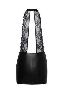 Noir Handmade Robe Courte En Wetlook Avec Décolleté Drapé En Dentelle 7 Noir Handmade Robe Courte En Wetlook Avec Décolleté Drapé En Dentelle -Maison Close Magasin robe courte dentelle wetlook decollete ouvert f279 4