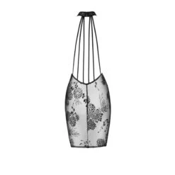 Noir Handmade Robe En Résille Transparent Motif Fleuri Et Dos En Lanières -Maison Close Magasin robe courte resille motif fleuri dos lace 3