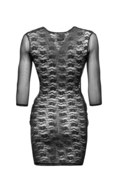 Noir Handmade Robe Courte Drapée En Dentelle Et Résille -Maison Close Magasin robe drapee resille dentelle 4