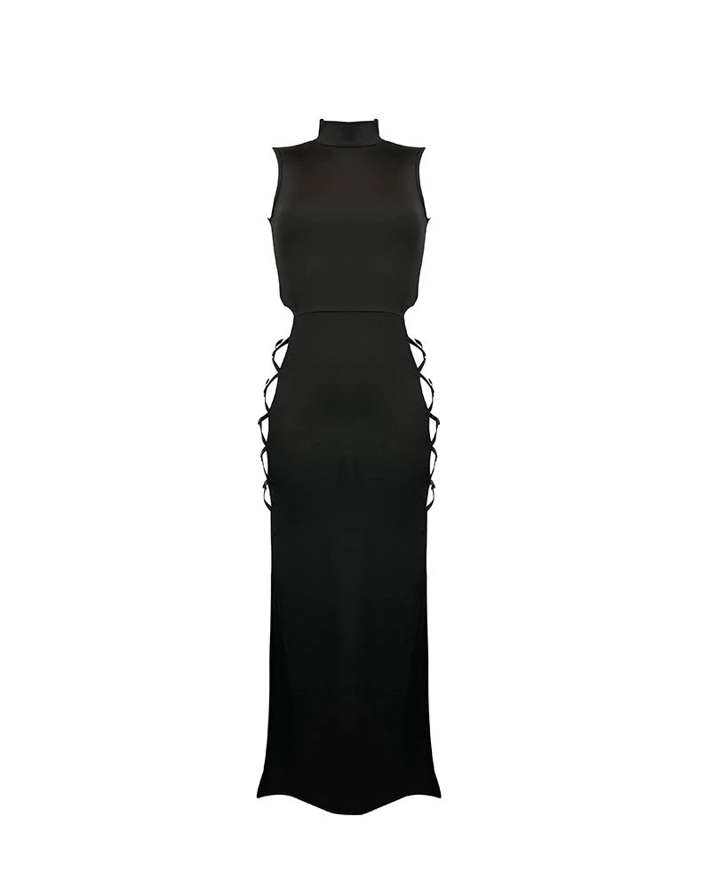 Robe Longue Ajourée Sur Les Hanches - Obsidian 6 Robe Longue Ajourée Sur Les Hanches - Obsidian – Image 6
