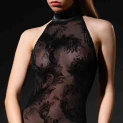 Robe Longue Dos Nu En Résille - Cygne -Maison Close Magasin robe longue dos nu cygne 4