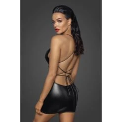 Noir Handmade Robe En Wetlook Avec Dos Lacé -Maison Close Magasin robe wetlook dos lace 3