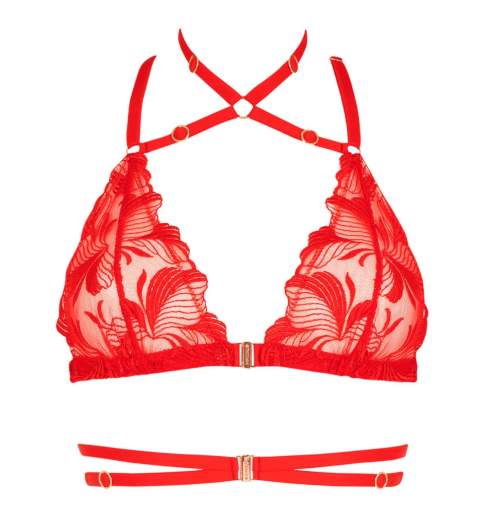 Soutien-gorge En Dentelle Rouge Et Lanières - Bijou 1 Soutien-gorge En Dentelle Rouge Et Lanières - Bijou