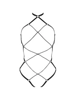 Playsuit En Lanières Satinées - Shibari Noire -Maison Close Magasin shibari playsuit black 2