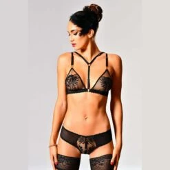 Brassière En Tulle Brodé Avec Harnais - Nina -Maison Close Magasin soutien gorge nina 5