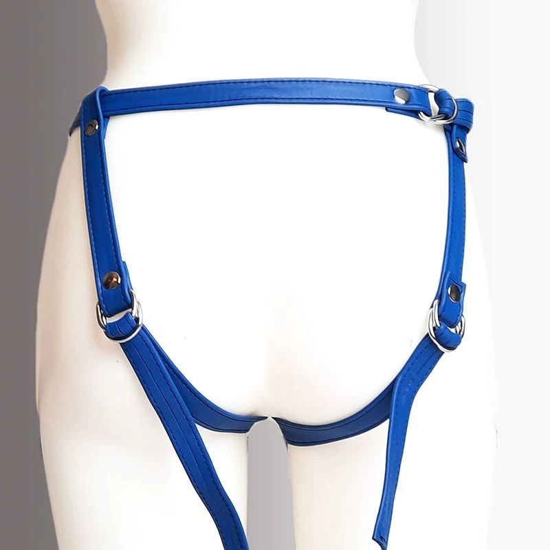 Harnais Pour Gode-ceinture Avec Plastron Amovible Et Attaches D-Ring - Cuir Souple Bleu 1 Harnais Pour Gode-ceinture Avec Plastron Amovible Et Attaches D-Ring - Cuir Souple Bleu