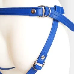 Harnais Pour Gode-ceinture Avec Plastron Amovible Et Attaches D-Ring - Cuir Souple Bleu 8 Harnais Pour Gode-ceinture Avec Plastron Amovible Et Attaches D-Ring - Cuir Souple Bleu -Maison Close Magasin strapon bleu plein doubleanneaux grosplananneaux